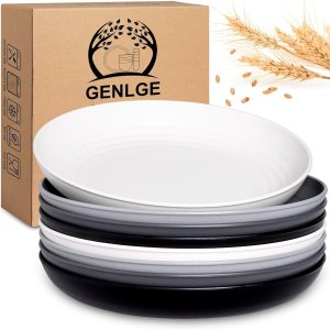GENLGE Juego de 8 platos de paja de trigo de 10 pulgadas, platos de cocina aptos para microondas, platos reutilizables irrompibles para exteriores, GENLGE Juego de 8 platos de paja de trigo de 10 pulgadas, platos de cocina aptos para microondas, platos reutilizables irrompibles para exteriores,