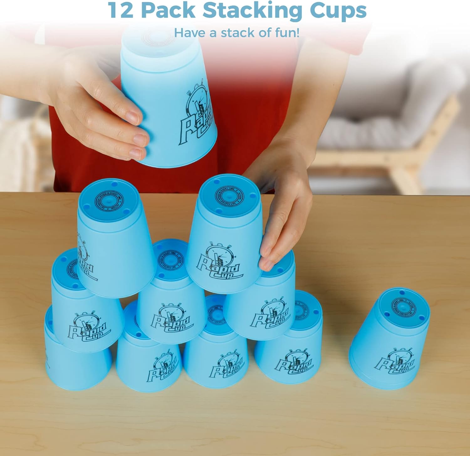 48 vasos deportivos apilables, juego divertido de ritmo rápido para competición de desafíos, juego de entrenamiento de velocidad, regalo de fiesta