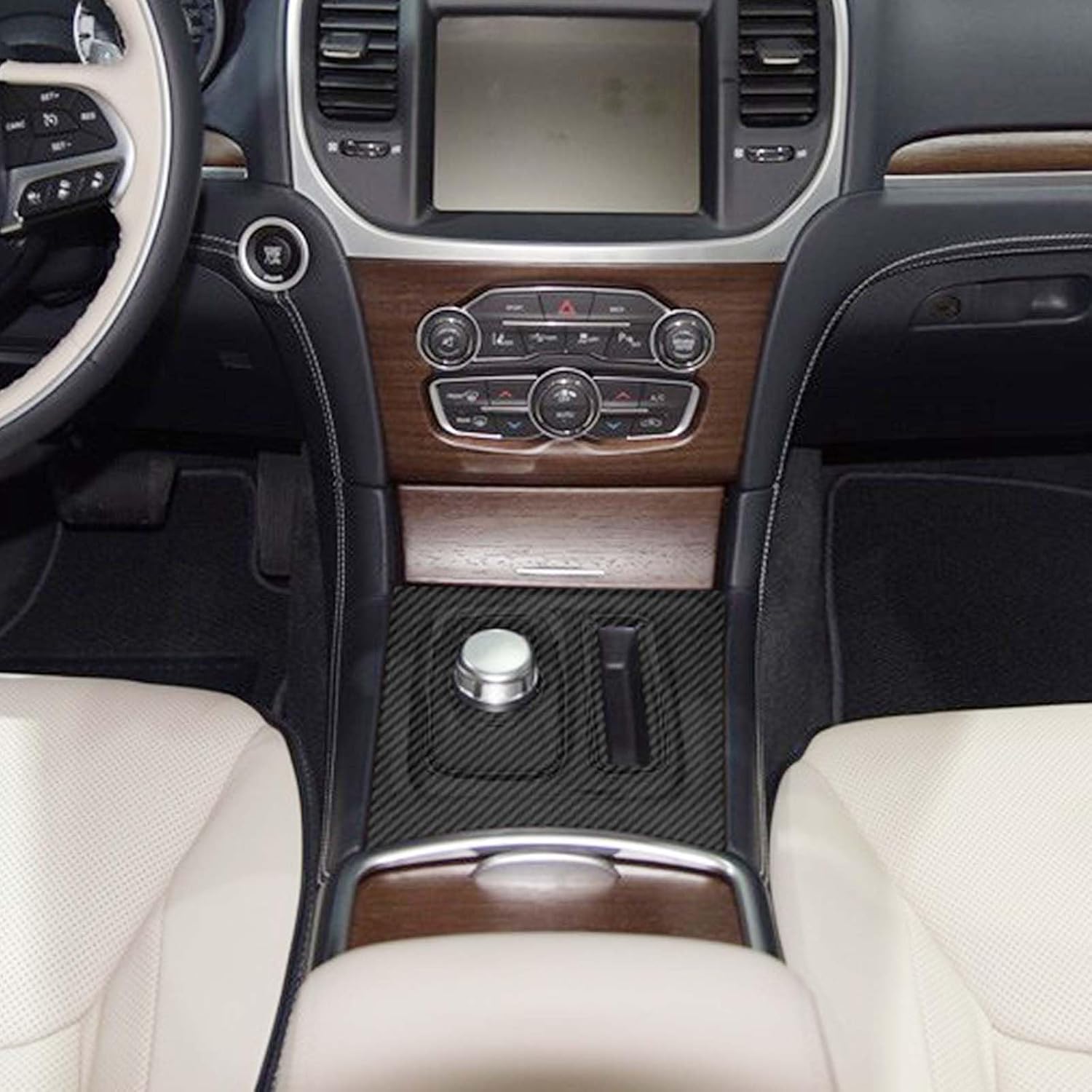 RT-TCZ Para Chrysler 300C Cambio de engranajes Panel Trim Cubierta Compatible con Chrysler 300300C 2015 Up Fibra de Carbono Interior Accesorios