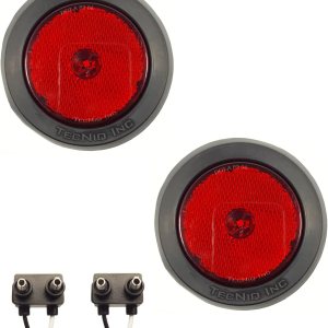 Set de luces marcadoras laterales redondas LED de 2.5 pulgadas color rojo claro, con luz y arandela para camioneta, remolque, RVs Set de luces marcadoras laterales redondas LED de 2.5 pulgadas color rojo claro, con luz y arandela para camioneta, remolque, RVs