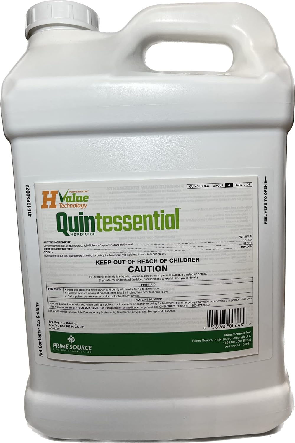 Herbicida Quintessential (2.5 galones) por Prime Source – Quinclorac 1.5 L Formulación mejorada, tecnología H-Valor, mata pasto de cangrejo líquido