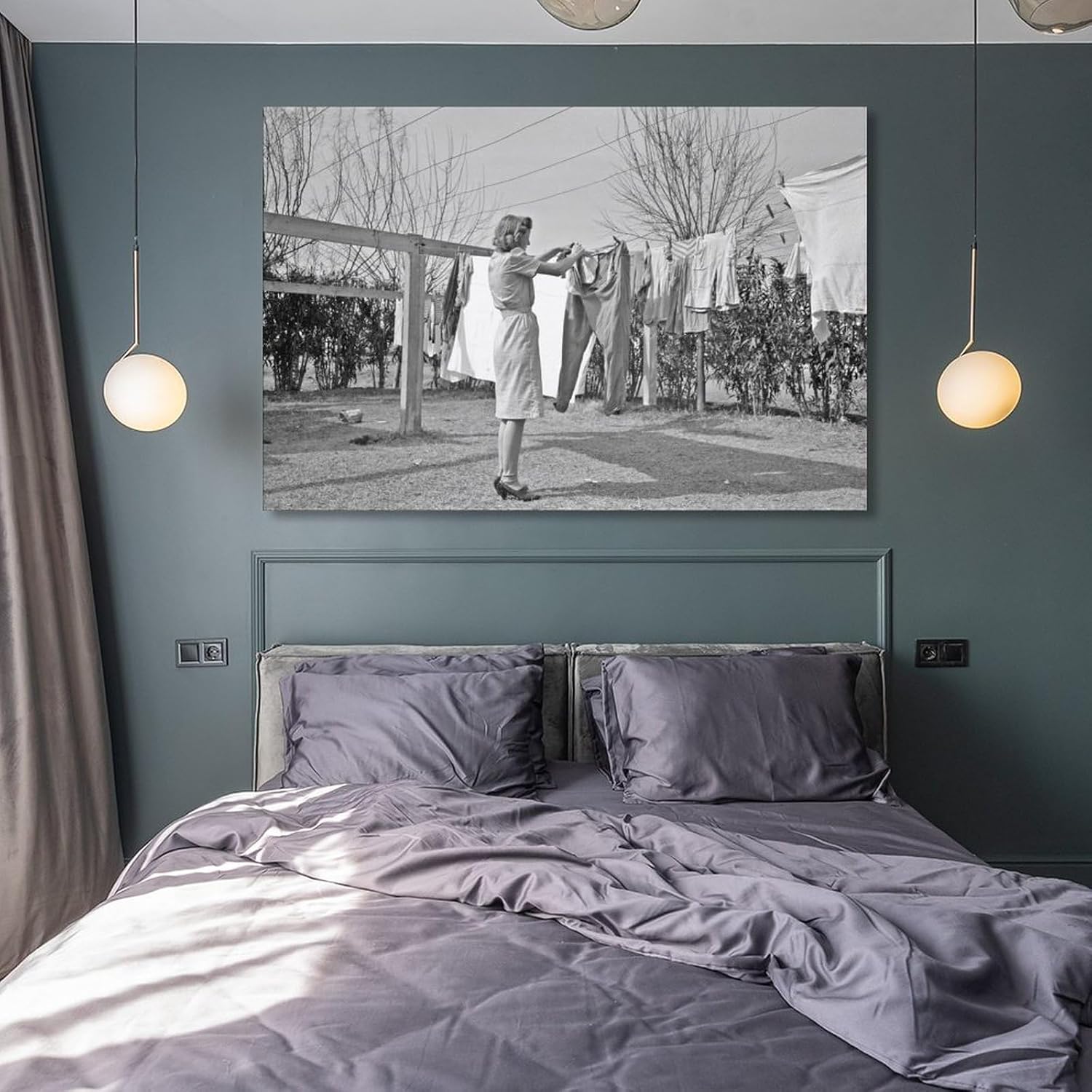 Arte vintage para el día de la lavandería, arte de pared en blanco y negro, fotos antiguas, pósteres Art Deco de lavandería, impresiones artísticas