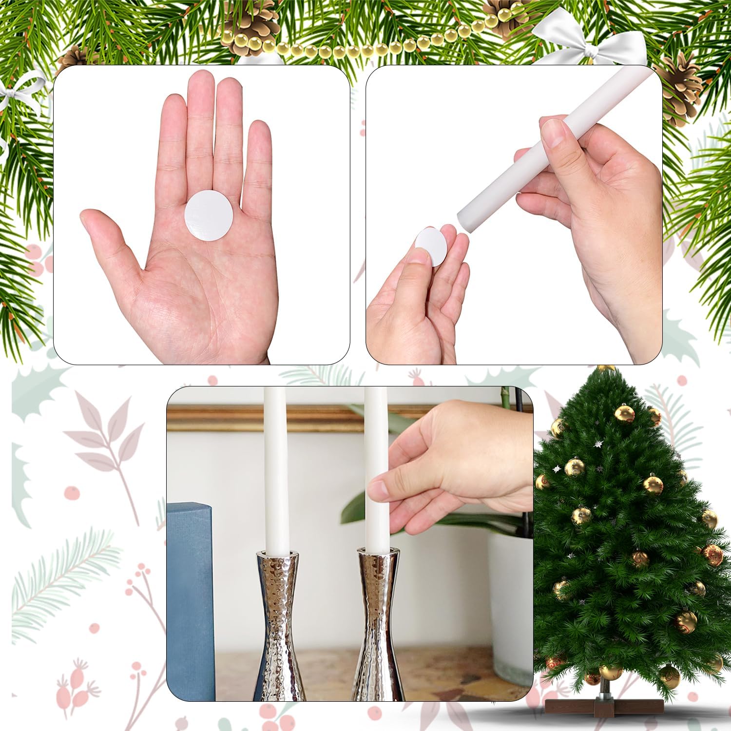 50 Uds Candelabro Taper Candelabro Adhesivo Candelabro Pequeño Accesorios Candelabro Adhesivo Candelabro Taper Candle Inserts
