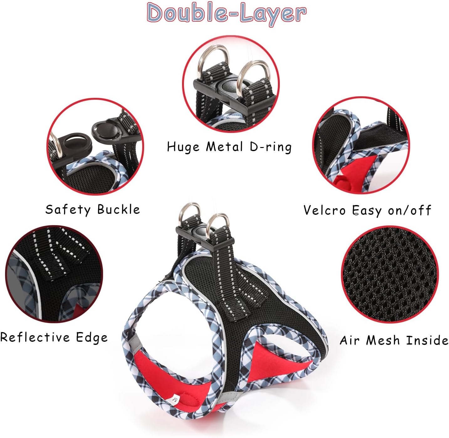 Arnés para perro con correa, arnés ajustable para perro con arnés de malla suave sin tirones para mascotas, chaleco reflectante para cachorros, para