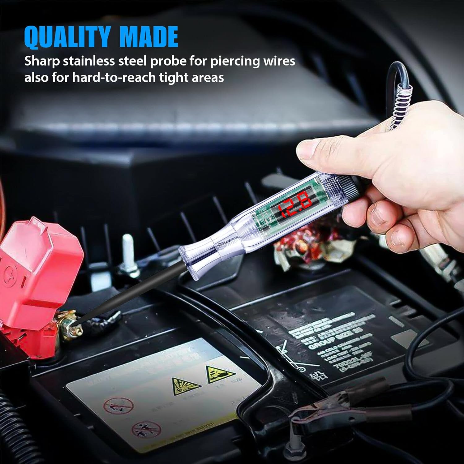 Pluma de prueba de circuito de camión para automóvil, 3-70 V, circuito eléctrico digital LCD, probador de luz de prueba de voltaje para automóvil,
