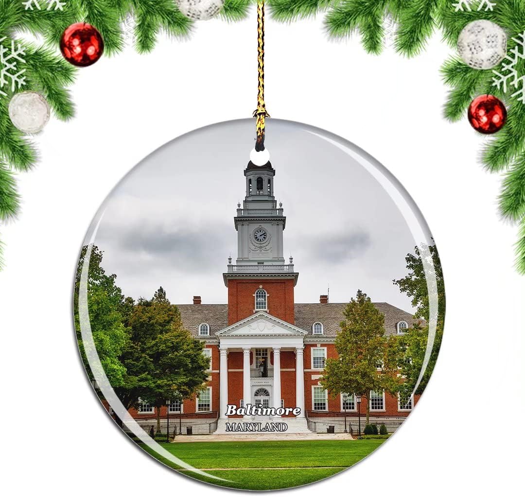 Weekino Baltimore Johns Hopkins Maryland USA – Adorno para árbol de Navidad, decoración colgante para colgar, colección de recuerdos de viaje por la