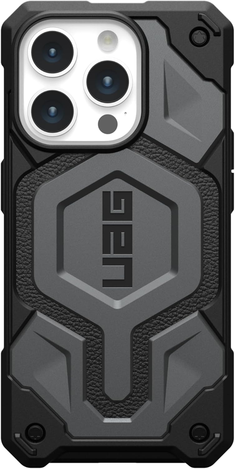 URBAN ARMOR GEAR UAG – Funda compatible con iPhone 15 Pro de 6.1 pulgadas, Monarch Pro plateada con imán integrado compatible con carga MagSafe,