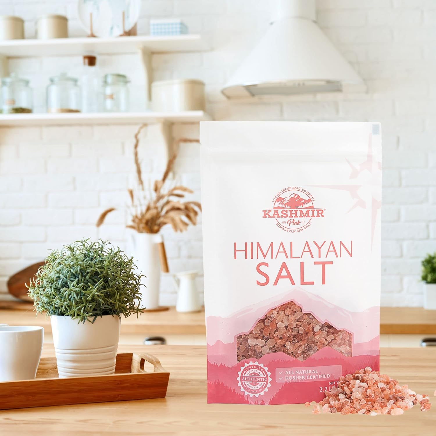 LA SALT CO Kashmir – Sal gruesa rosa del Himalaya de 2.2 libras  Pura de grado alimenticio con 84 minerales traza  Apoya la circulación saludable y