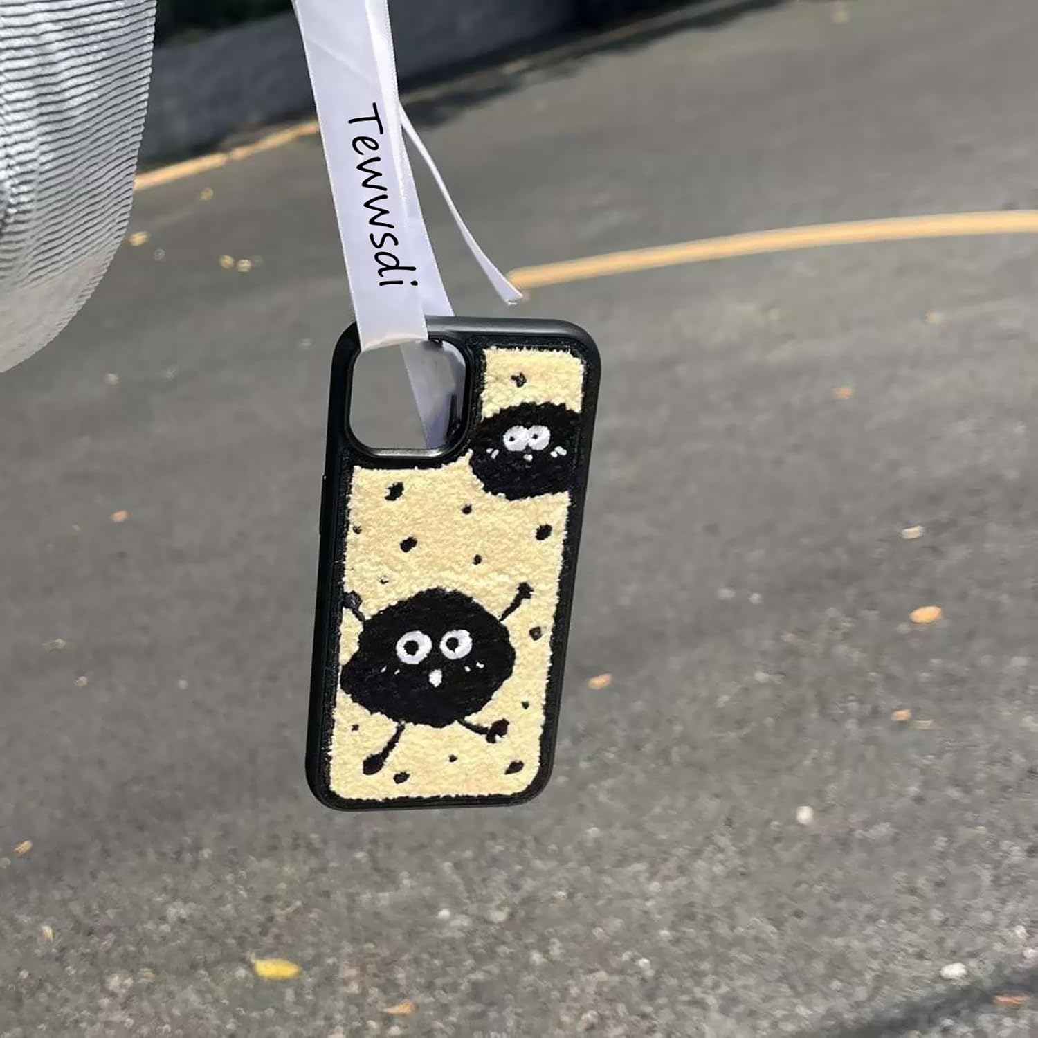 Cartoon Phone Case for iPhone 14 Pro Cute Design,Embroidery Briquettes Case for iPhone 14 Pro Funny Fluffy Back,Kawaii Girly Wired Case for iPhone