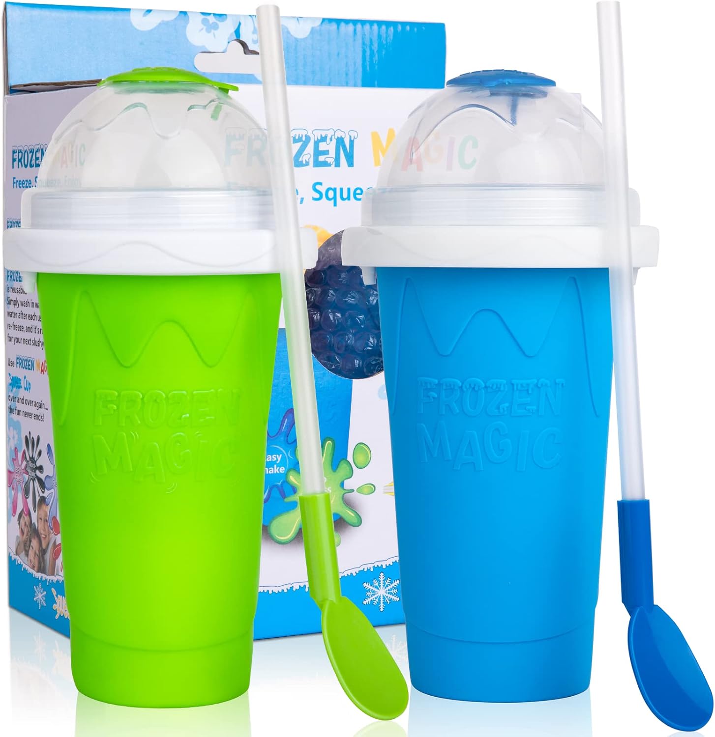 Vaso Slushie Maker para granizado de congelado, taza mágica para apretar tú mismo, doble capa, 2 unidades, vaso de granizado para batidos, máquina