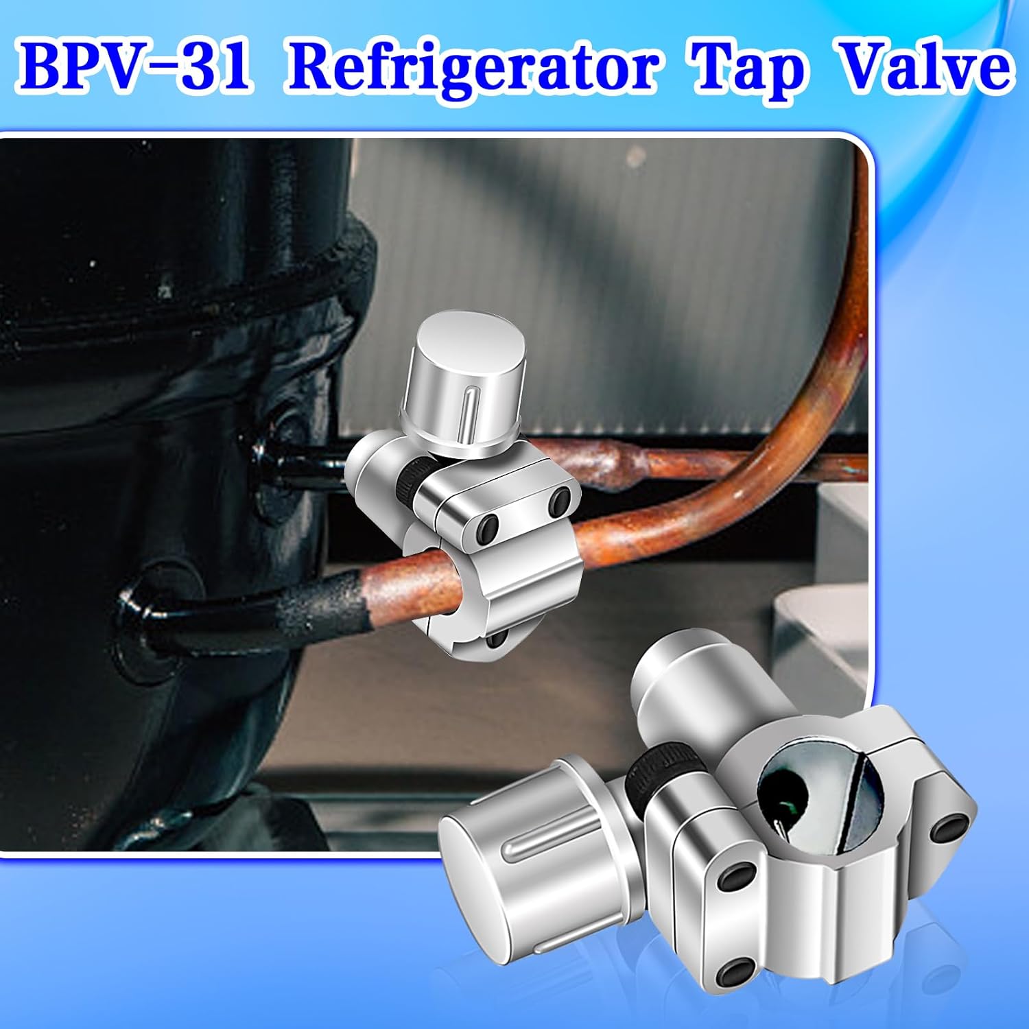 FANOVO BPV31D Kit de válvula de perforación de bala, 4 piezas BPV-31 Kit de válvula de grifo para refrigerador, para tubo universal de refrigerador