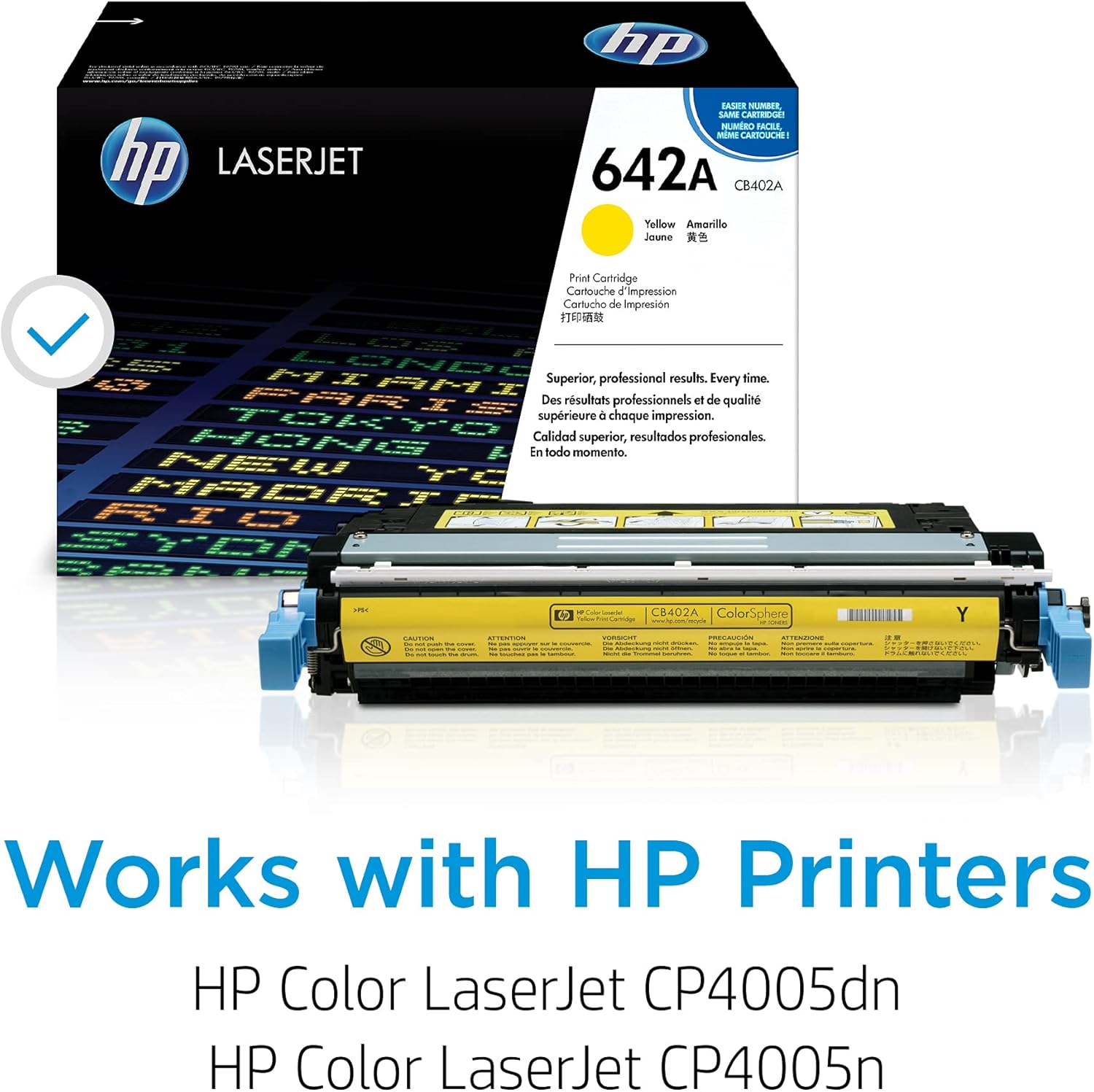 HP Cartucho de tóner amarillo 642A  Funciona con HP Color LaserJet serie CP4005  CB402A