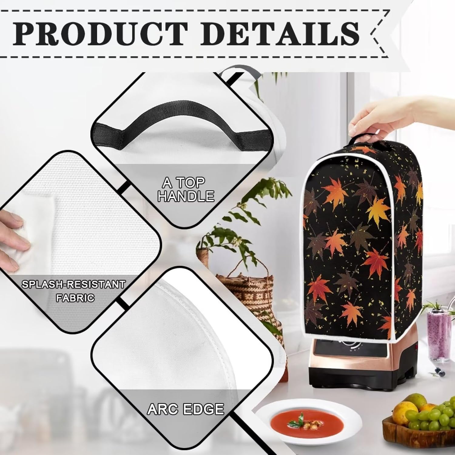 Eheartsgir Cubierta de batidora de hoja de arce para cocina, soporte para batidora o cafetera, decoración de cocina, bolsa de almacenamiento