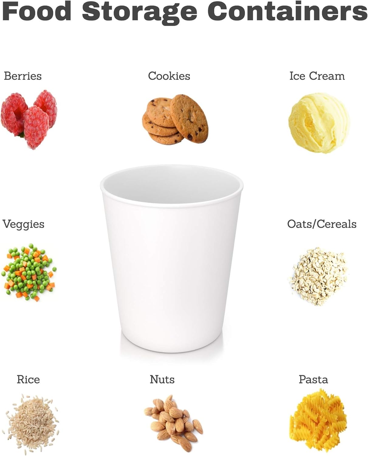 Recipientes de almacenamiento para congelador de helado con tapas de silicona (paquete de 3, 1 cuarto de galón cada uno) + 2 tazas para servir,