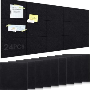 24 azulejos de fieltro grandes de 11.8 x 11.8 pulgadas para pared, cuadrados, de fieltro, tablón de anuncios, autoadhesivo, tablero de corcho, 24 azulejos de fieltro grandes de 11.8 x 11.8 pulgadas para pared, cuadrados, de fieltro, tablón de anuncios, autoadhesivo, tablero de corcho,