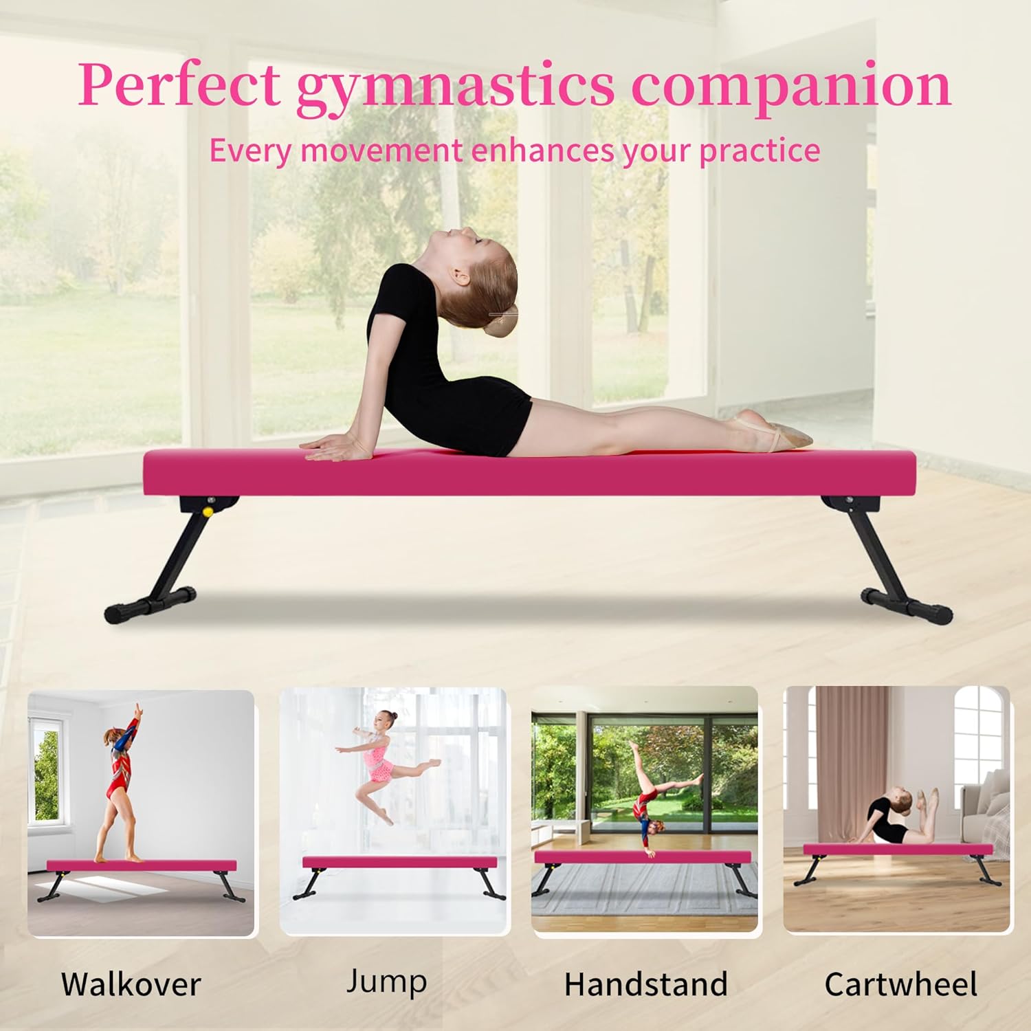 EL&ITWings Viga de equilibrio de gimnasia de 6 pies, viga ajustable de piso de nivel alto y bajo, altamente estable, equipo de entrenamiento de