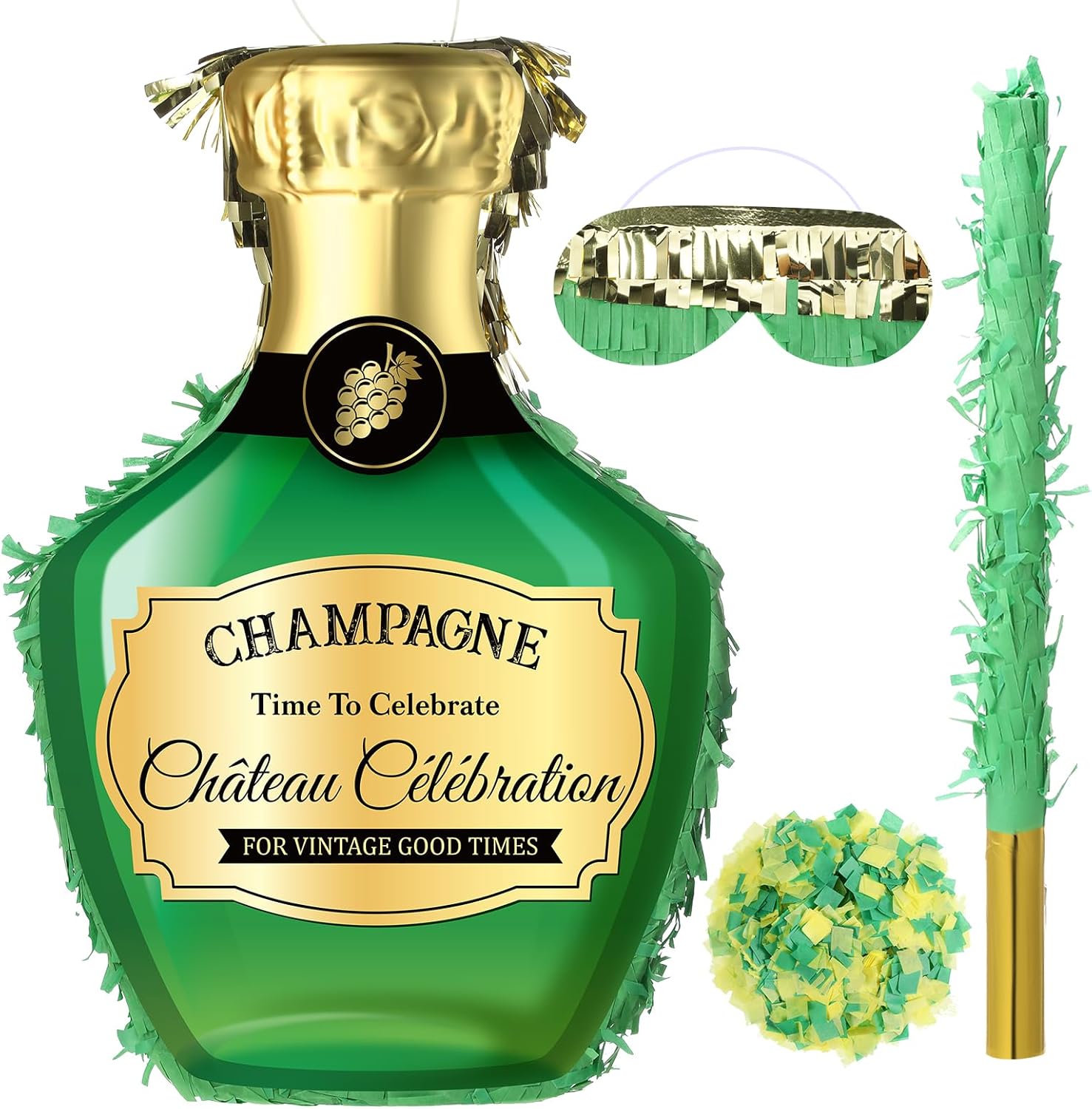 Panelee Piñata adulta con borla con borla para los ojos vendados, taza de cerveza, piñatas de whisky de champán, botella de tequila, juego de piñata