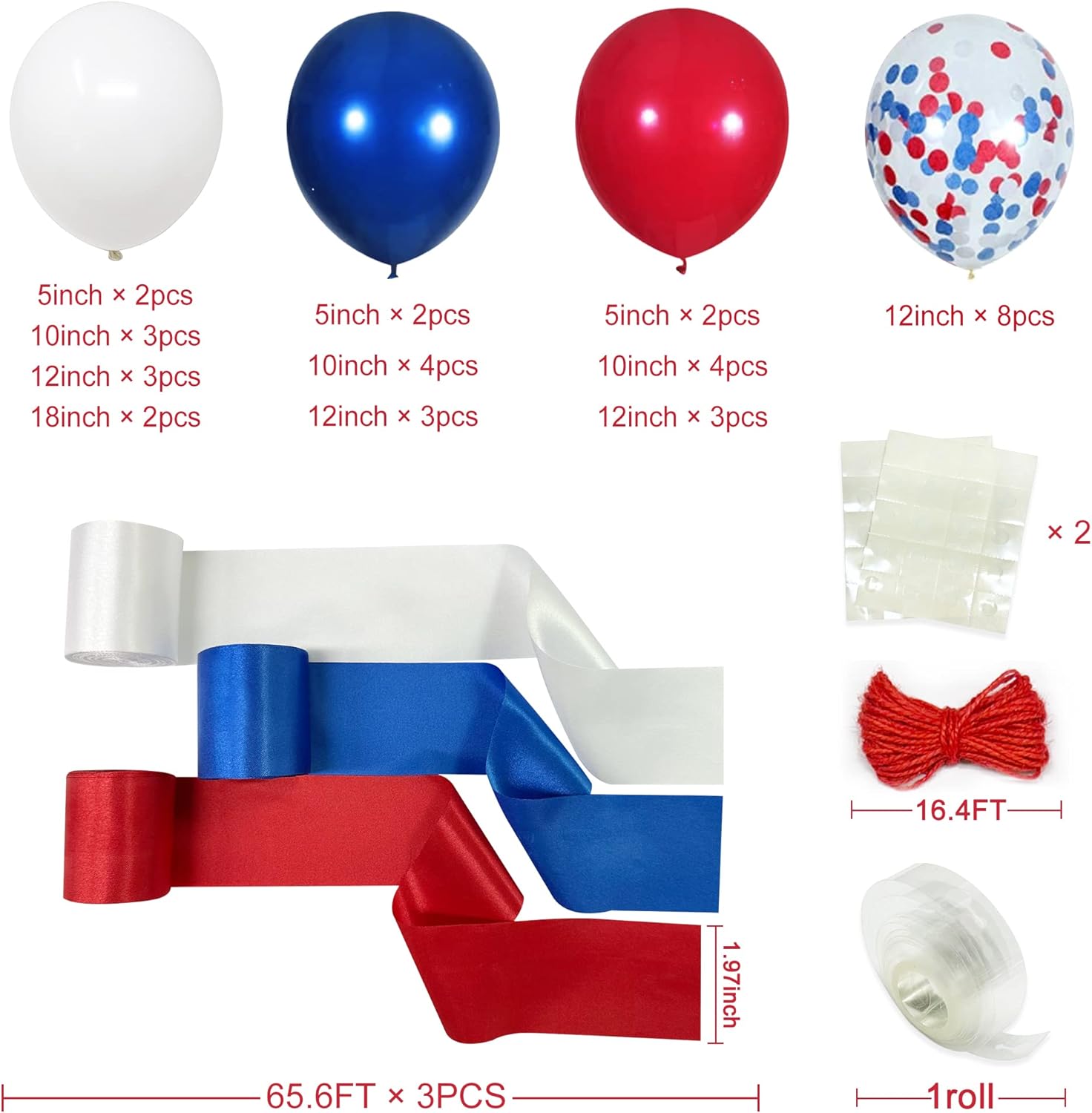 Decoración de fiesta de color rojo, azul y blanco, con flecos, cortina para colgar, telón de fondo, guirnalda de globos para el 4 de julio, Día de