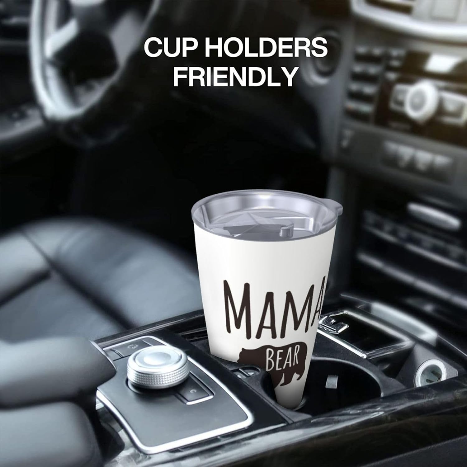 Funny Mama Bear – Vaso de 20 onzas con tapa, regalos de Navidad para mamá y madre, regalos de cumpleaños para mujeres, abuela y abuela – Taza de