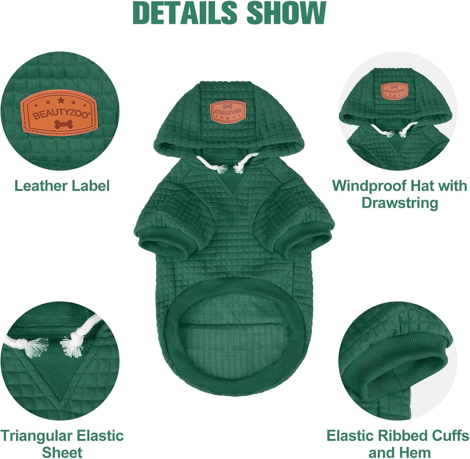 BEAUTYZOO Sudadera con capucha para perros pequeños, medianos y grandes, ropa cálida para perros de invierno y otoño, ropa cálida para cachorros,