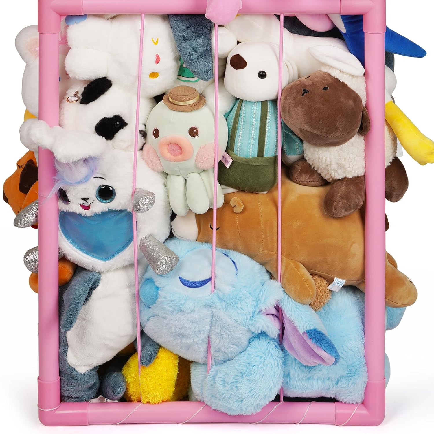 Lzttyee Soporte de almacenamiento de animales de peluche, ideas de almacenamiento de animales de peluche, almacenamiento de felpa con red inferior,