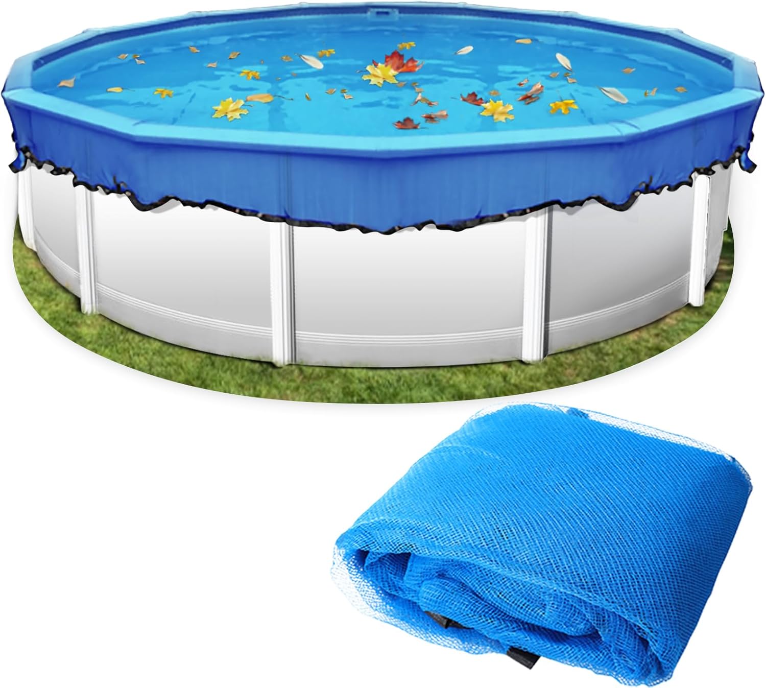 Cubierta redonda para red de hojas de piscina, material duradero, malla apretada, fácil instalación, máxima protección, protege la piscina de hojas