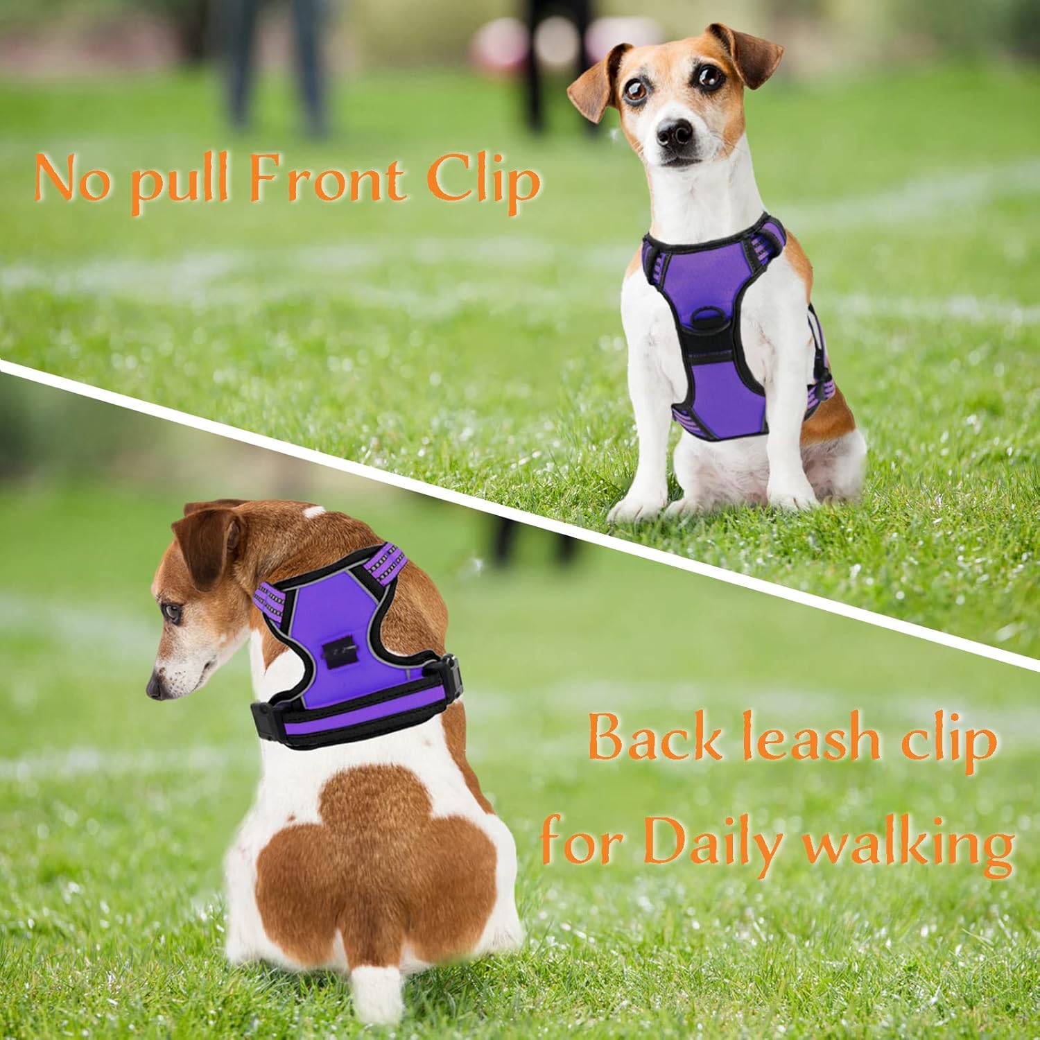 Arnés sin tirones para perros pequeños, medianos y grandes, chaleco reflectante ajustable para mascotas con clip frontal acolchado para perros, asa