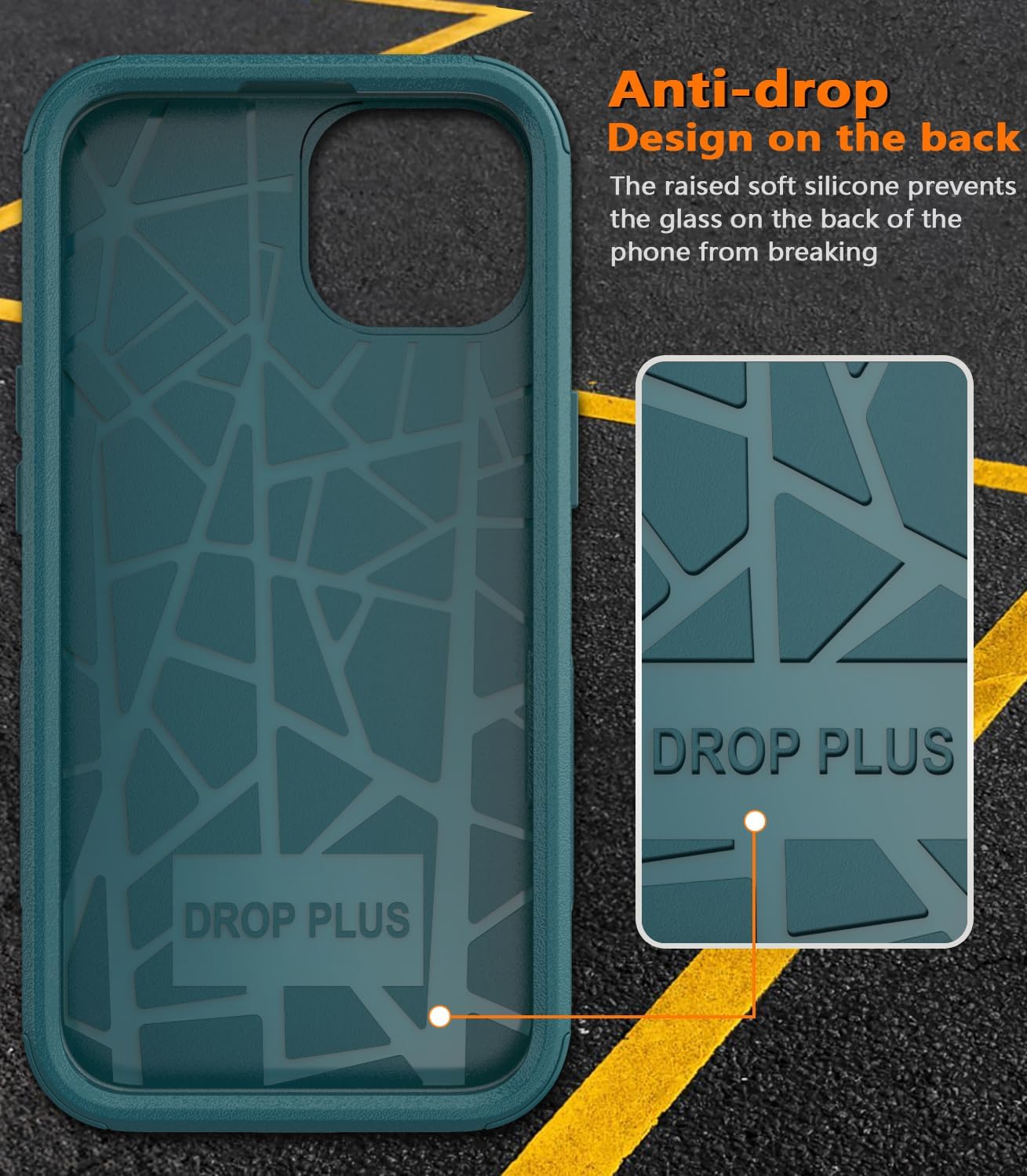 Diverbox Funda para iPhone 15 a prueba de golpes a prueba de caídas protector de pantalla de vidrio templado, funda de protección resistente para
