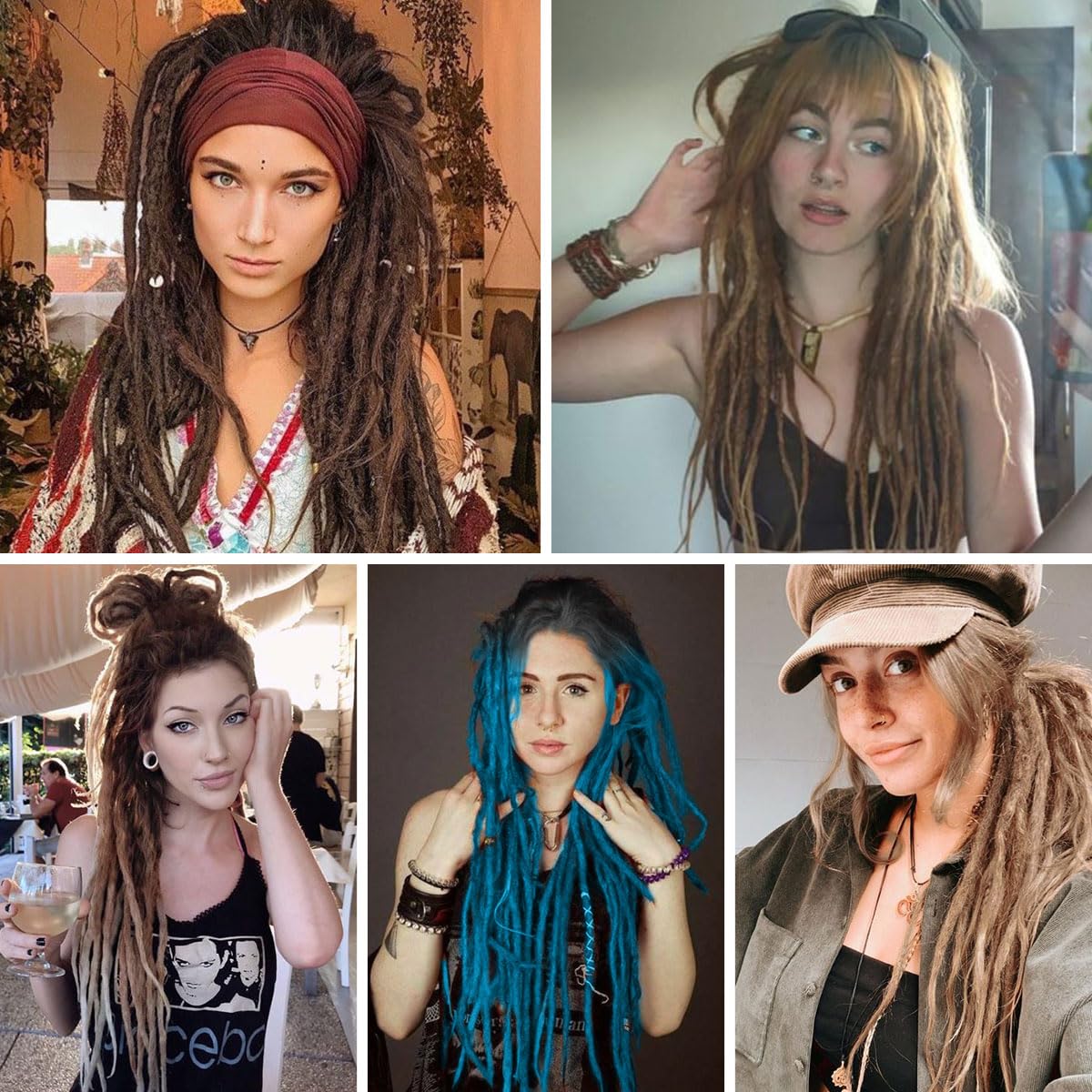 Extensiones de rastas sintéticas de doble punta de 24 pulgadas, 0.2 in, finas, suaves, falsas, 15 unidades, extensiones de rastas color azul