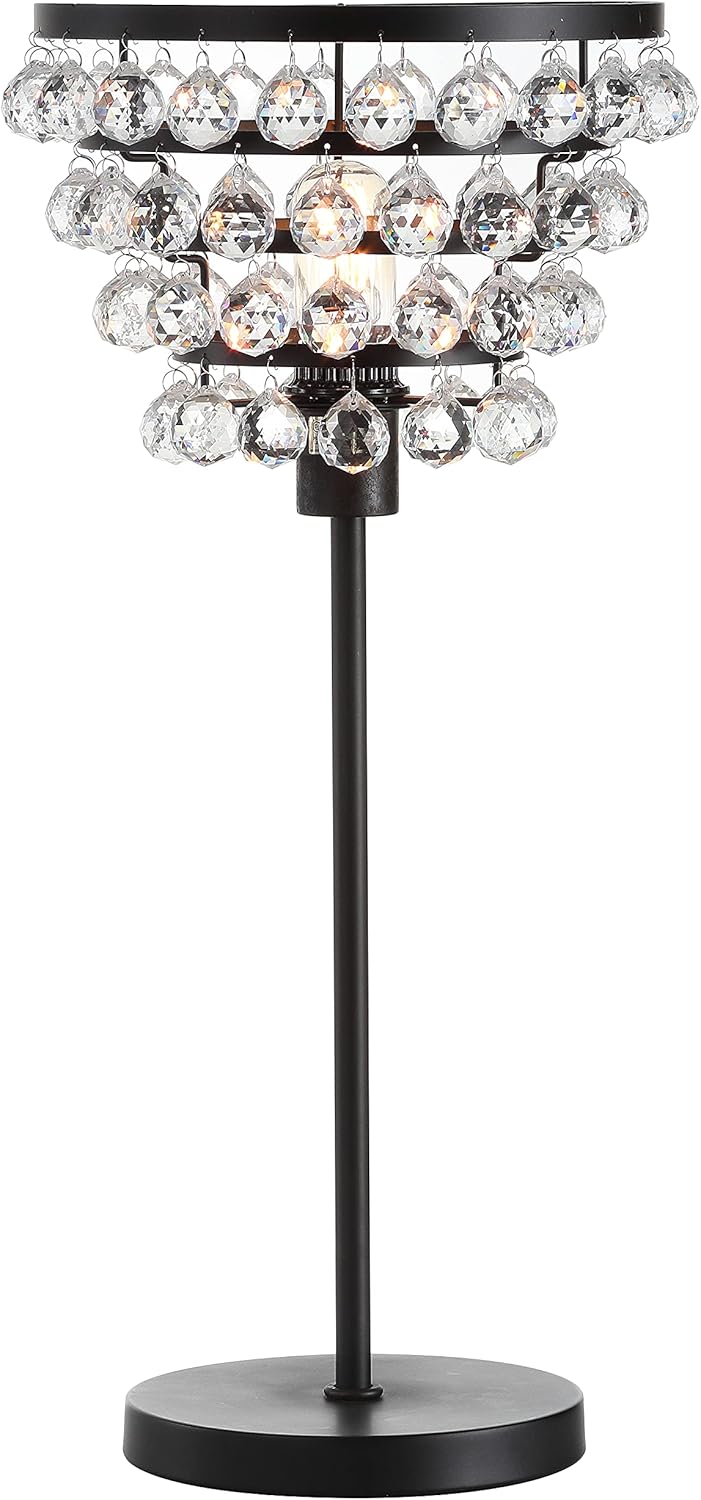 JONATHAN Y JYL9004A Buckingham – Lámpara de mesa de cristal y metal de 25 pulgadas, moderna y contemporánea, lámpara de mesita de noche para