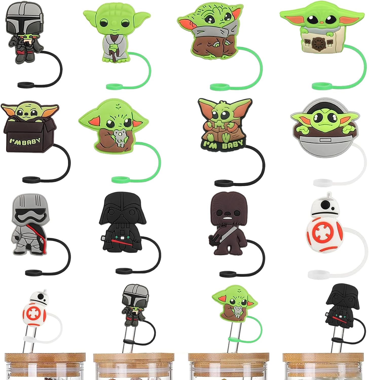 12 fundas de popote de Space Wars para popotes de 0.39 a 0.394 pulgadas, para vaso Stanley Cup de 40 onzas y 30 onzas con asa, tapones reutilizables