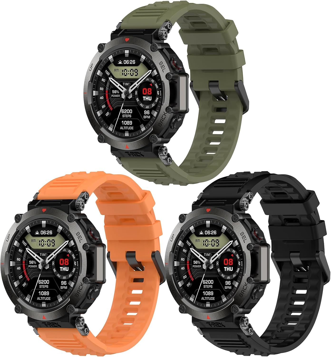 Paquete de 3 correas T-Rex Ultra para hombre, accesorios para reloj inteligente Amazfit T-Rex Ultra (A2142), correas compatibles con Amazfit T-Rex