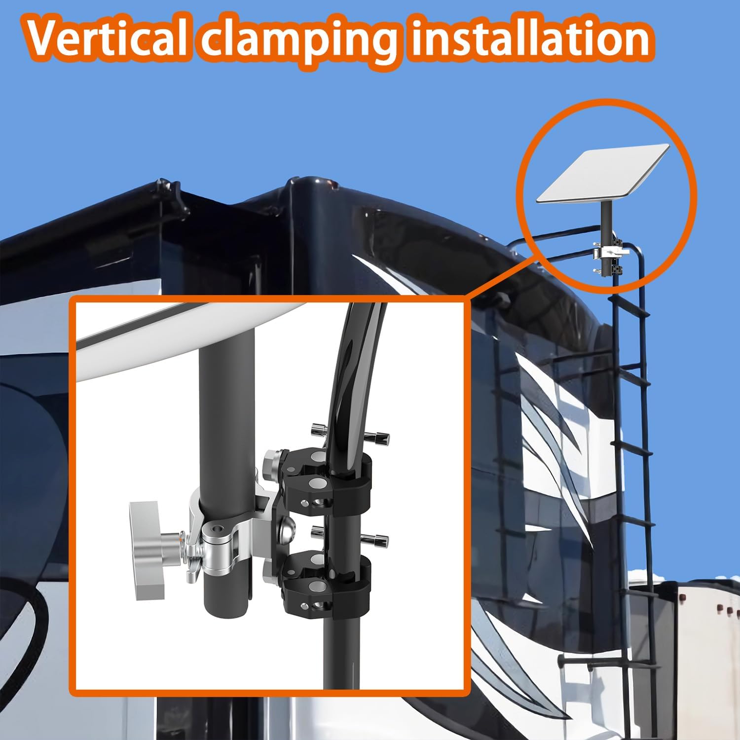Starlink – Soporte para escaleratubo para RV, soporte de barra Starlink, montaje en poste Starlink, montaje de riel de techo Starlink para