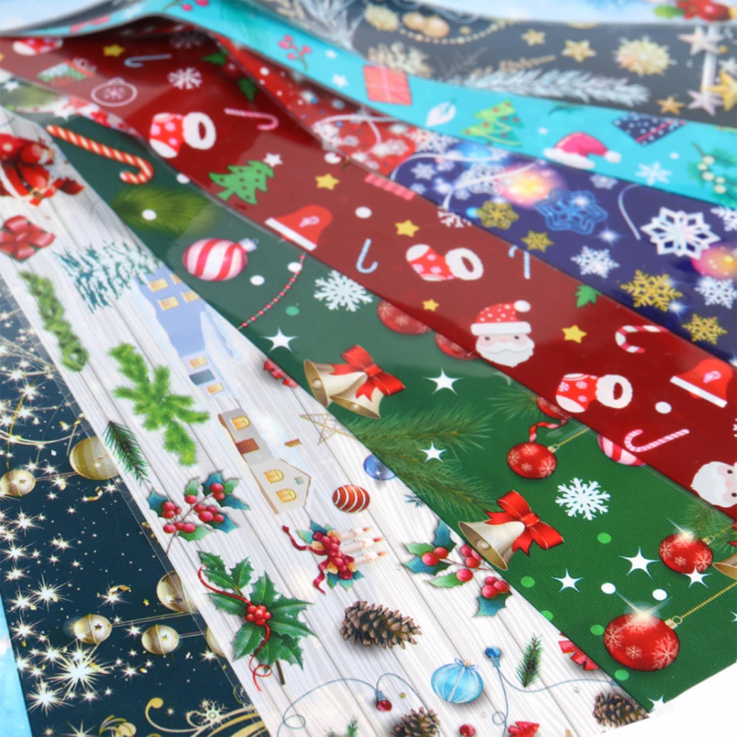 Calcomanías de transferencia de papel de uñas de Navidad, 10 hojas de calcomanías de arte de uñas de Navidad, calcomanías de invierno, Papá Noel,