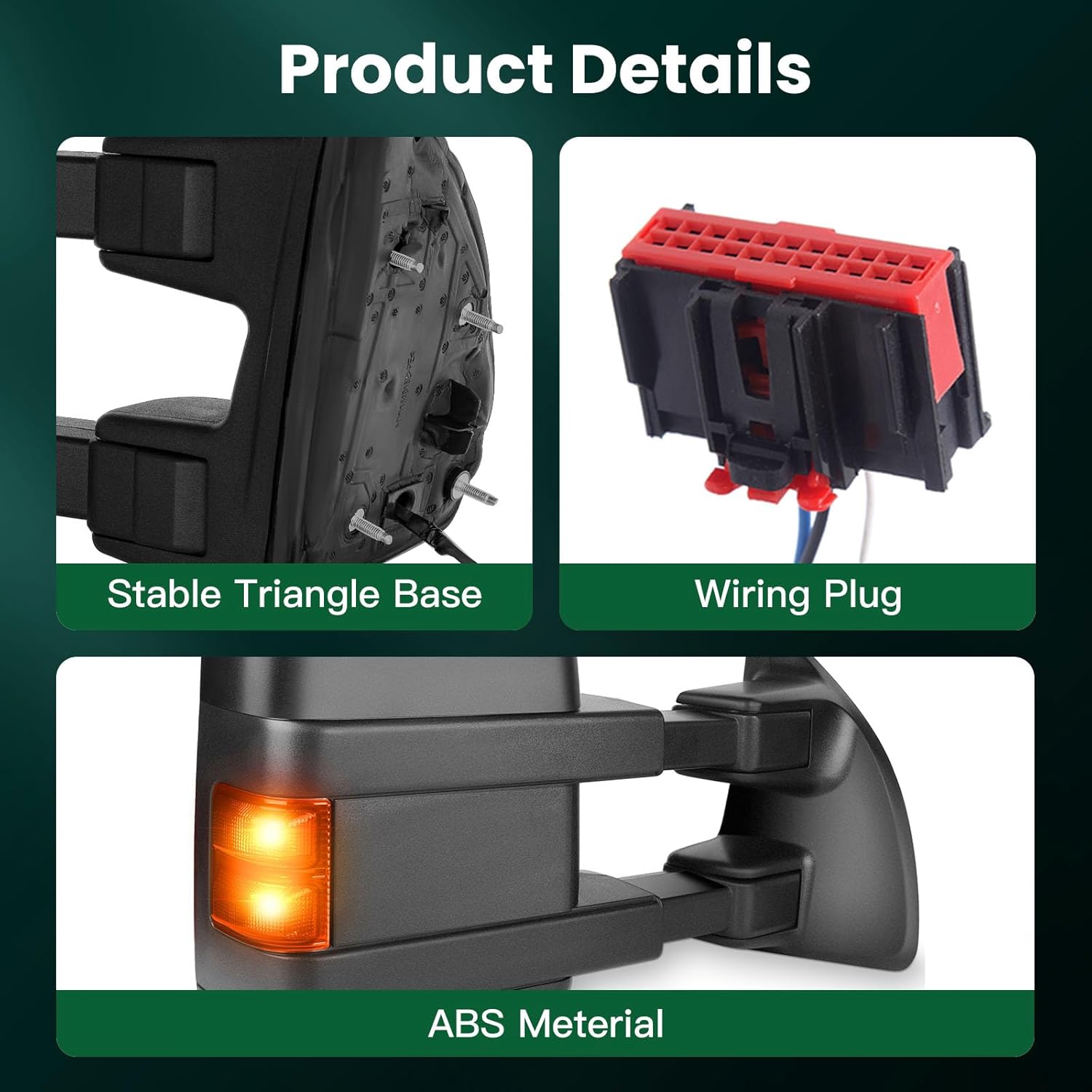 SCITOO Espejo de remolque para Ford 2008-2016 para Ford F250 para F350 para F450 para F550 Super Duty Espejo retrovisor lateral del conductor con