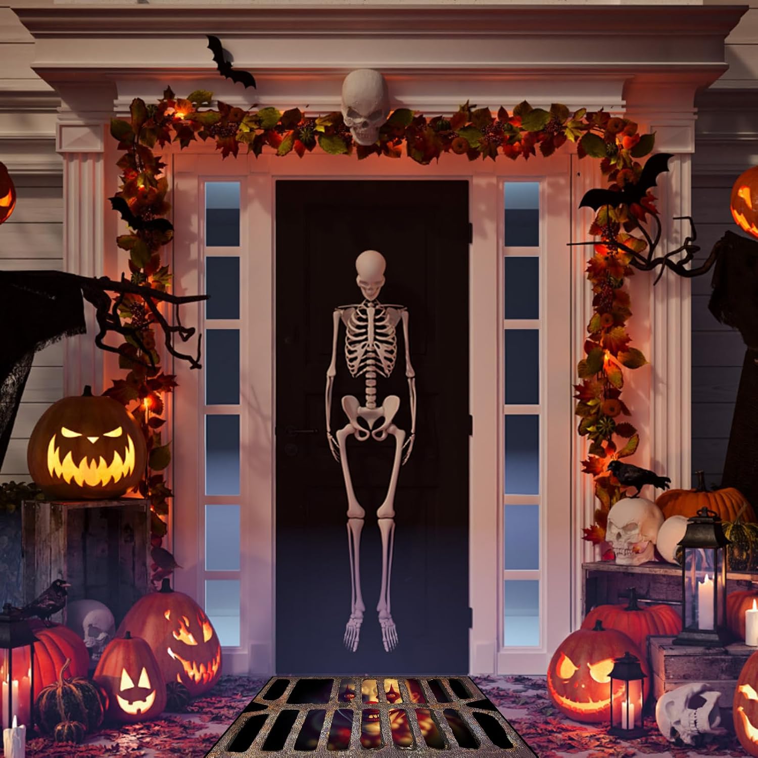 Tapete para puerta de Halloween, tapete de bienvenida de payaso de terror, tapete antideslizante para entrada delantera, decoración del hogar de