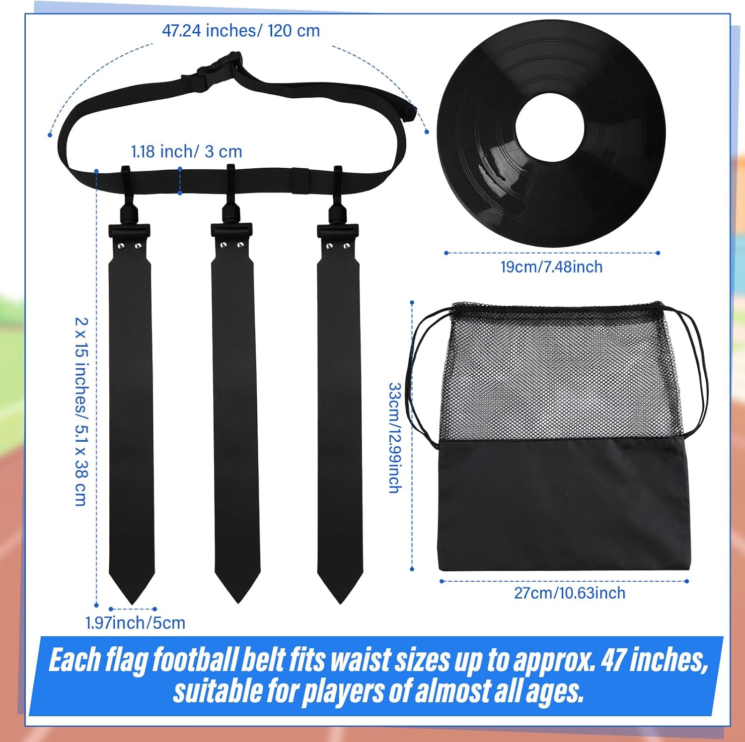 Set de fútbol con bandera para 16 jugadores, bandera, cinturones de fútbol y banderas, conjunto para niños y adultos, juego de entrenamiento
