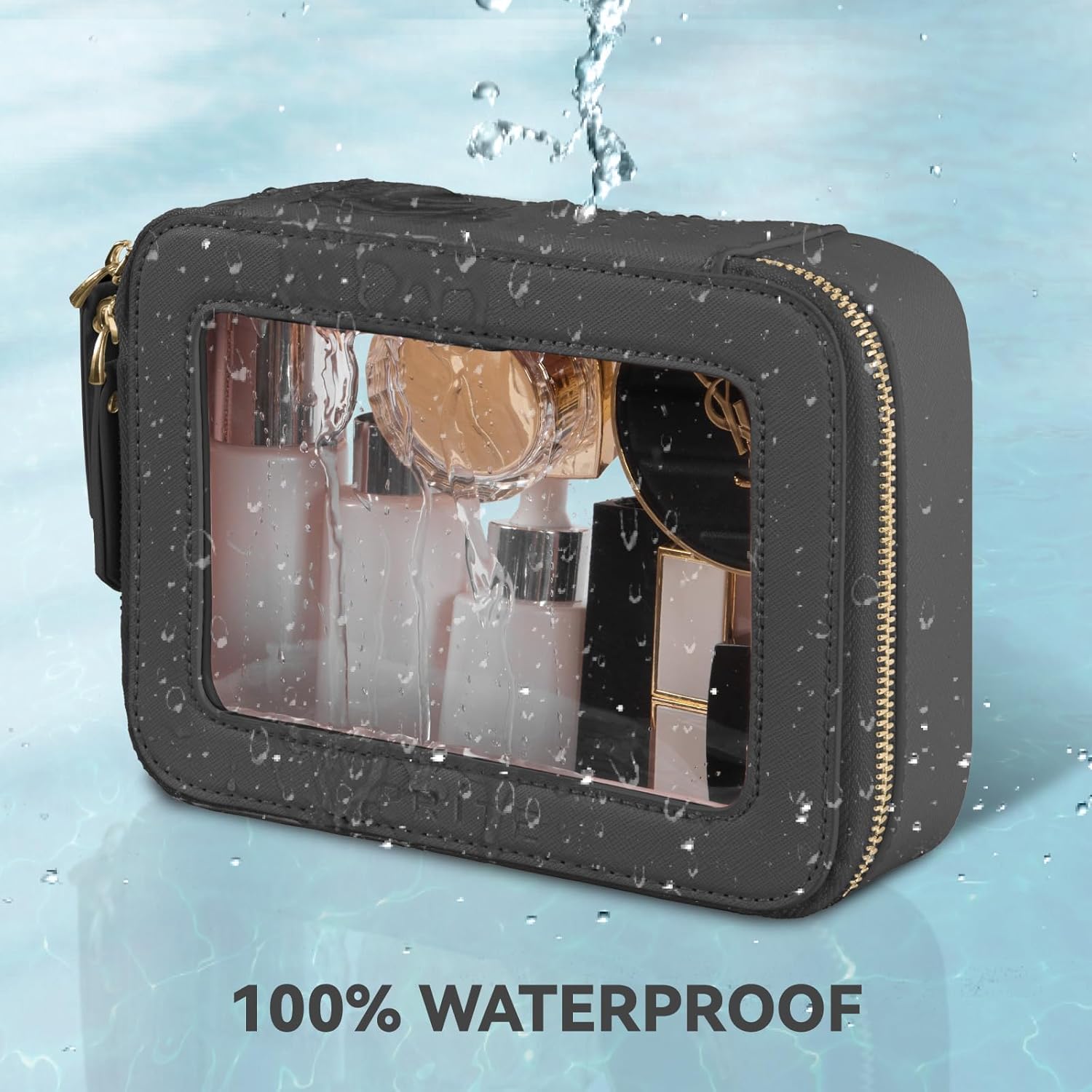 Bolsa de maquillaje transparente, estuche organizador de cosméticos, bolsa de aseo de viaje impermeable, bolsa de cuidado de la piel con cremallera