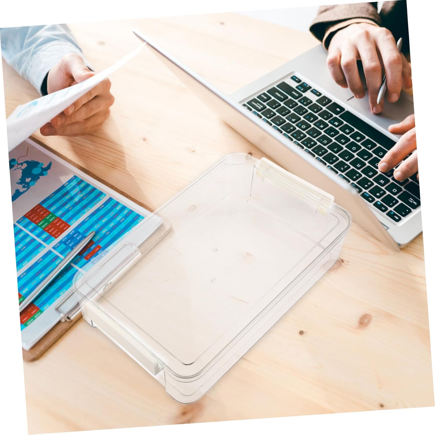 MAGICLULU Caja de plástico Contenedores de almacenamiento de fotos Contenedores de documentos para organizar documentos, organizador de documentos,