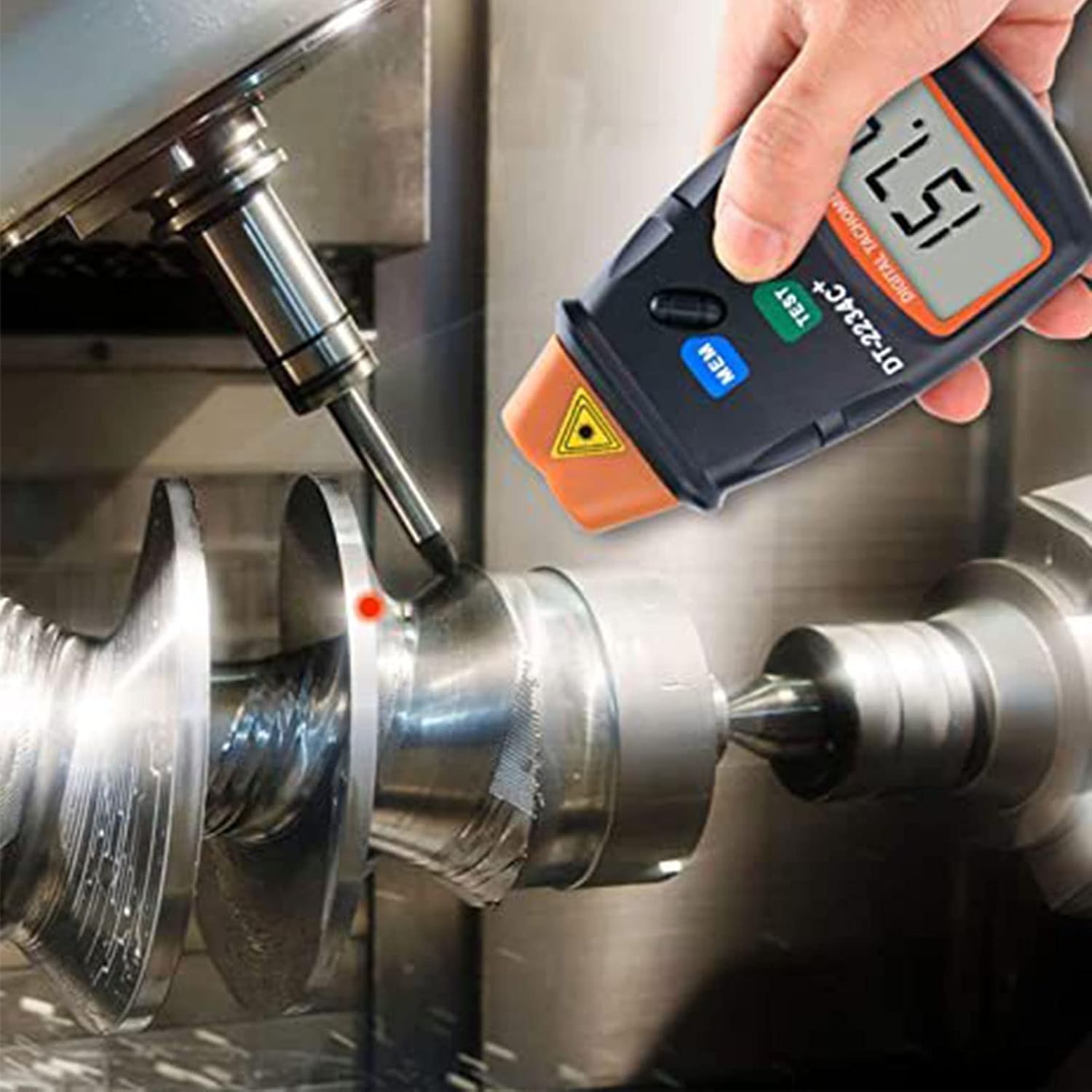 Fydun Digital Tachometer Photo Non Contact Tach Meter Measurement Tool with Data Logging, Data Hold, Max Min AVG for Lathe RPM