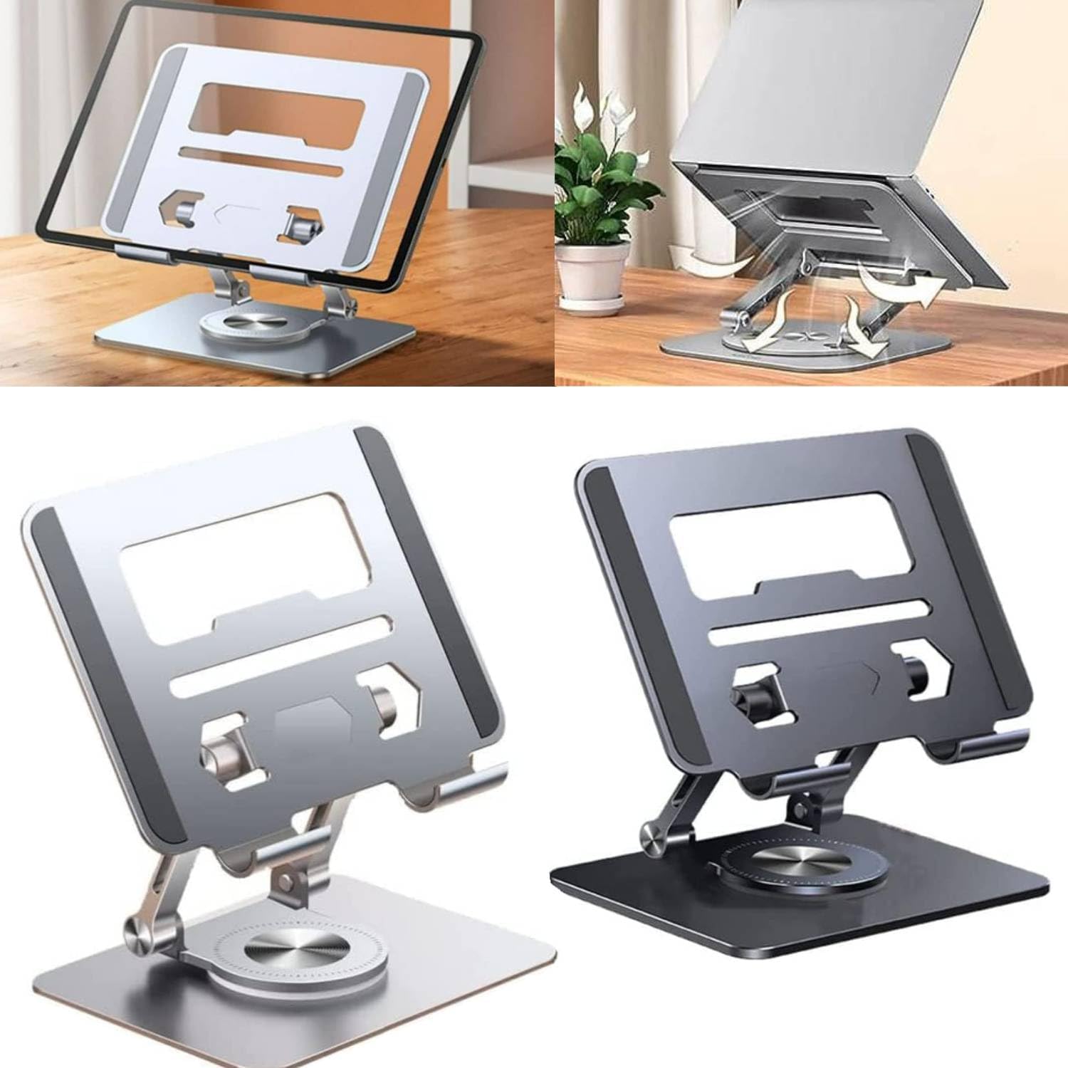 Soporte giratorio de aleación de aluminio, soporte giratorio ajustable para laptop, soporte giratorio de aleación de aluminio con base giratoria de