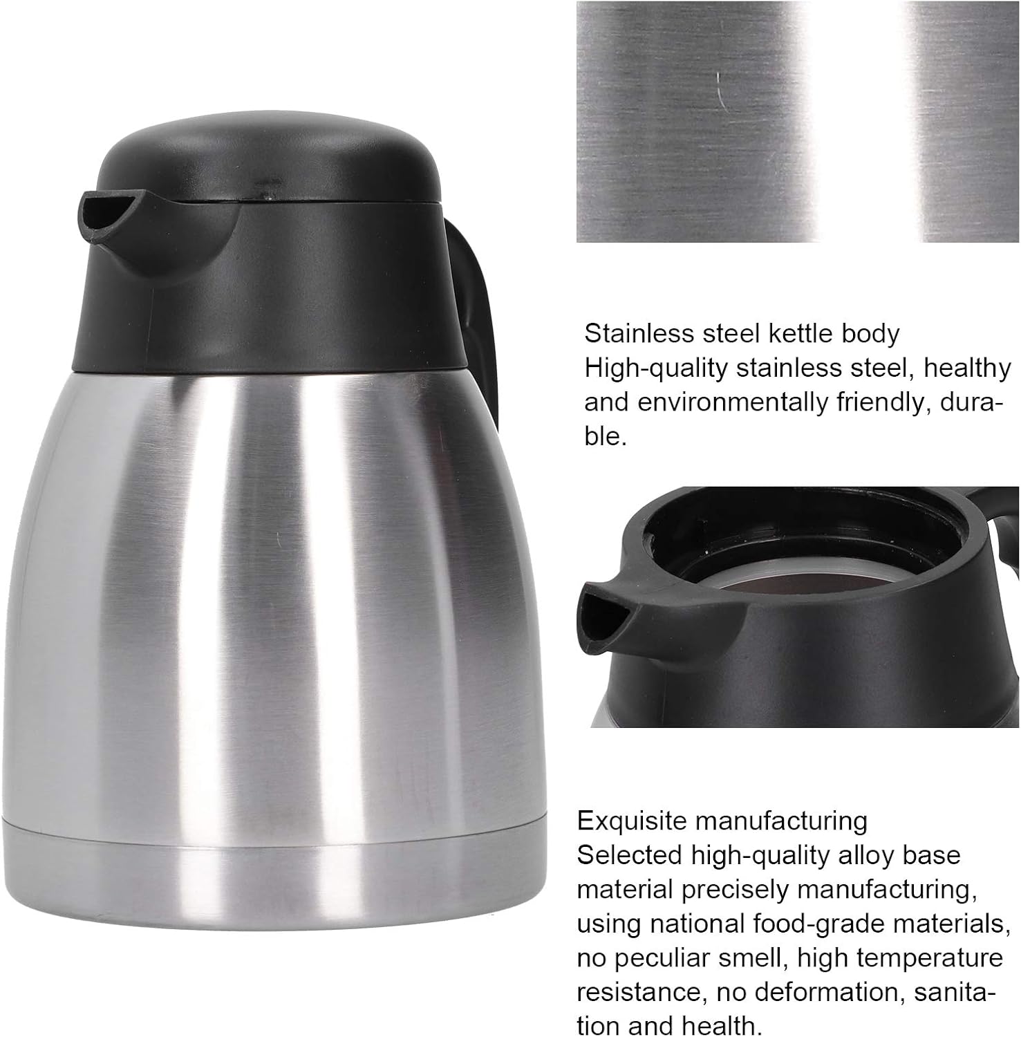 Jarra térmica de acero inoxidable 304, gran capacidad para mantener líquidos calientes, hogar, restaurante, hotel, suministro (1.5L)