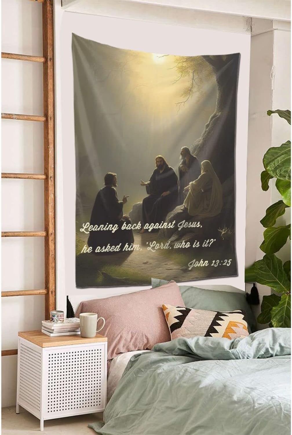 TXIURYU Tapiz de lienzo de investigación del discípulo de Jesucristo en escrituras bíblicas, arte abstracto, adecuado para decoración de salas de