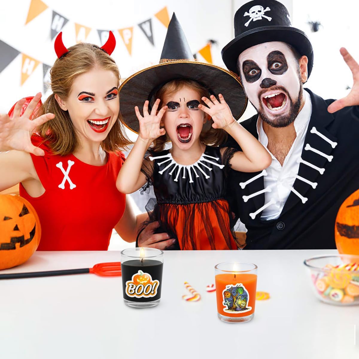 10 velas votivas naranjas y 10 negras, vela de cera de soja sin perfume rellena en vidrio transparente para Halloween, otoño, decoración del hogar y