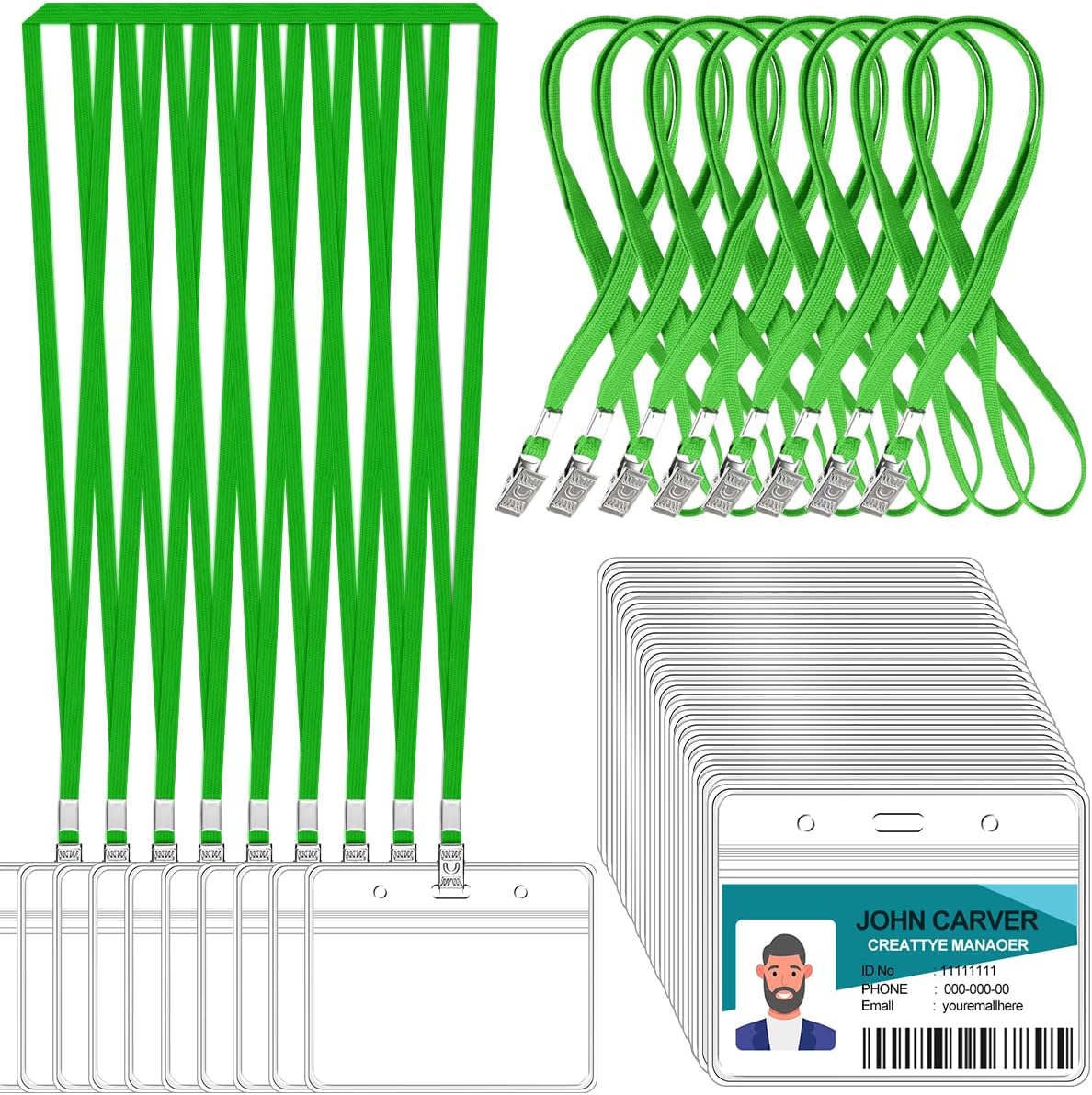 Tarjeta de identificación horizontal transparente y cordón, cordones reutilizables para soporte de tarjeta de identificación, soporte para placa de