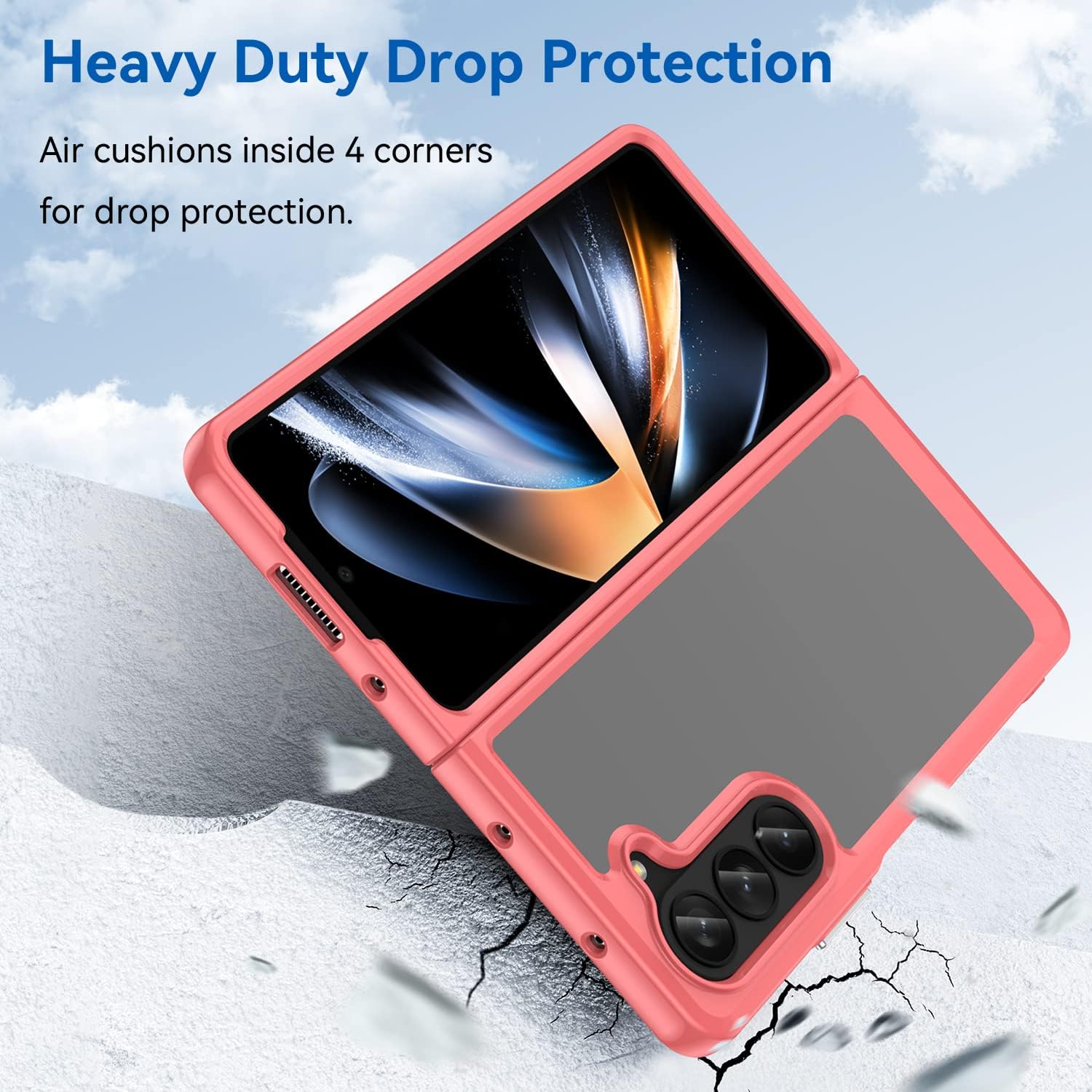 Funda para Samsung Galaxy Z Fold 5 5G Acrílico transparente + TPU Funda protectora transparente sin amarillamiento (rojo)