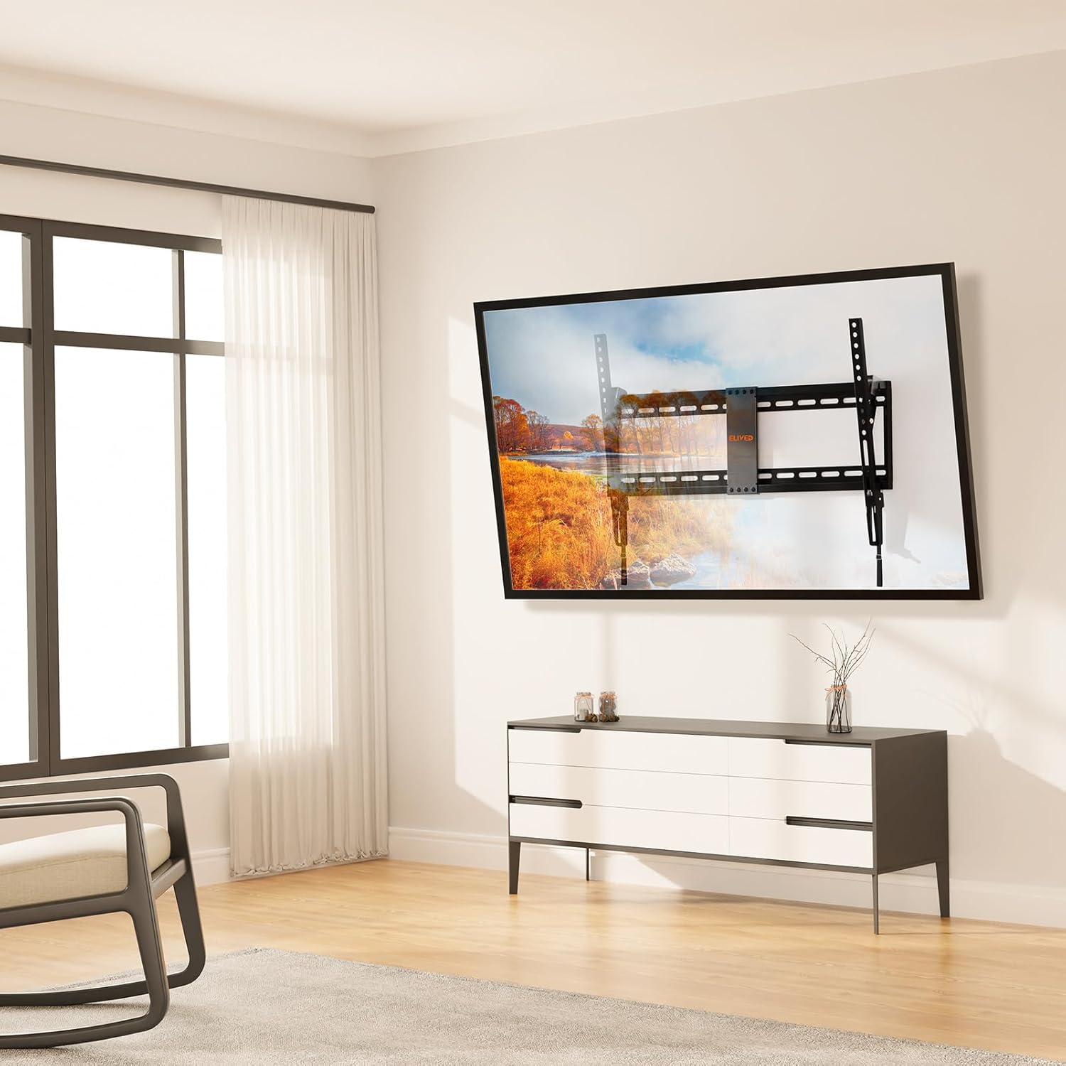 ELIVED Soporte de TV para la mayoría de televisores de 37 a 75 pulgadas, soporte de pared universal para TV de 16 pulgadas, 18 pulgadas, 24 pulgadas