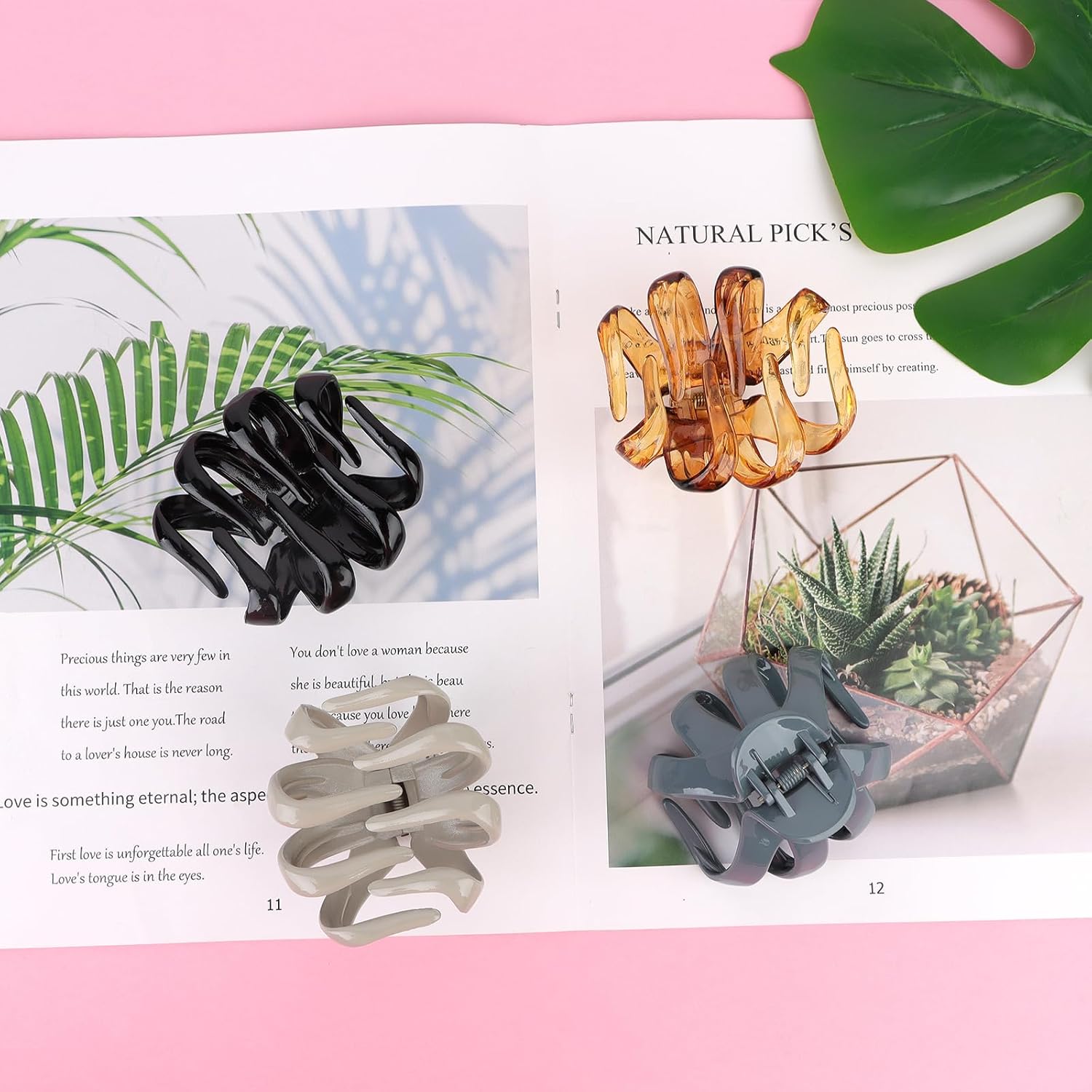 YARIEW 4 pinzas de pulpo grandes para cabello grueso de 3.15 pulgadas, pinzas de pulpo mate para cabello fino, clip de mandíbula de sujeción fuerte,