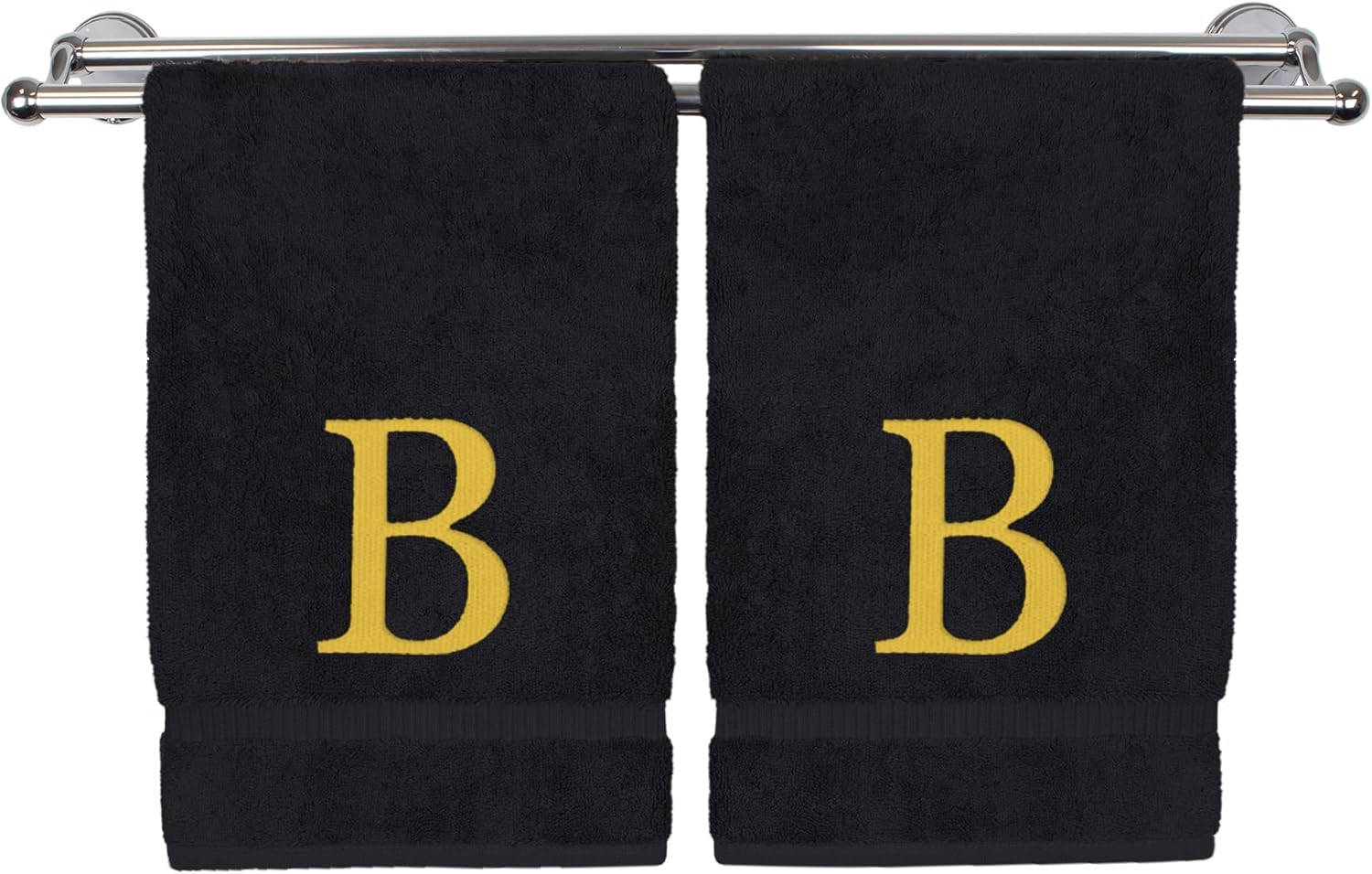 Juego de 2 toallas de mano con monograma, regalo personalizado, juego de 2 toallas bordadas con letras de bloque dorado, extra absorbente, 100%