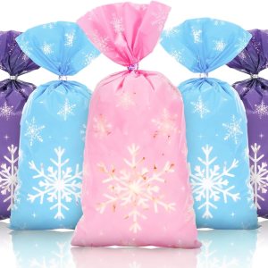 Whaline 150 bolsas de celofán de Navidad, color rosa, azul, morado, copo de nieve, caramelos, galletas, bolsas de plástico con lazos giratorios Whaline 150 bolsas de celofán de Navidad, color rosa, azul, morado, copo de nieve, caramelos, galletas, bolsas de plástico con lazos giratorios